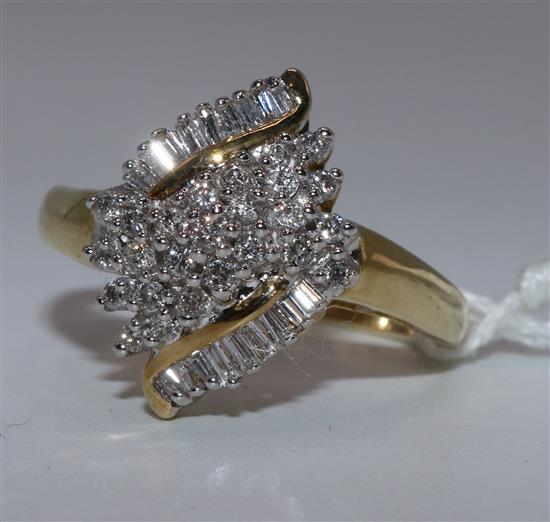 9ct gold and diamond baguette ring